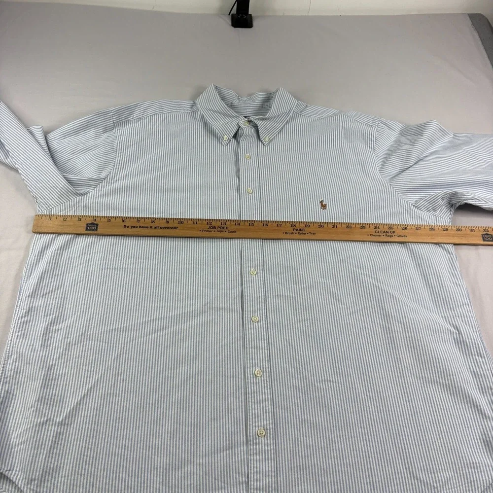 Polo Ralph Lauren Shirt Mens 2XB Big Blue Striped Flesh Pony Button Up